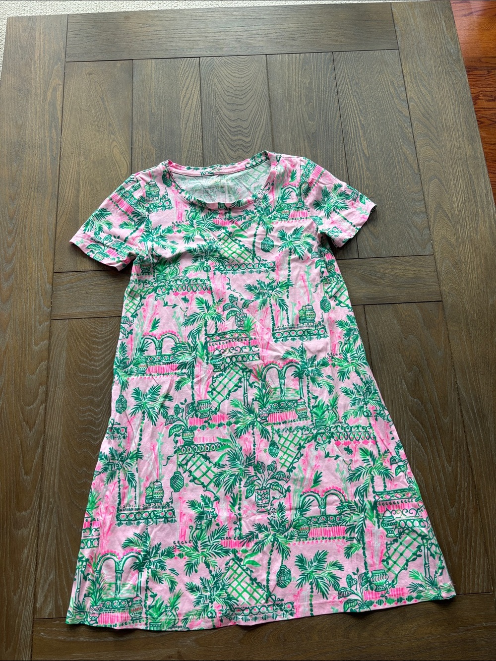 Pink & Green Tropical Print dress